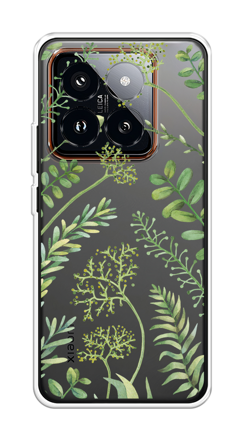 

Чехол на Xiaomi 14 Pro "Green Leaves", Зеленый;прозрачный, 320450-1