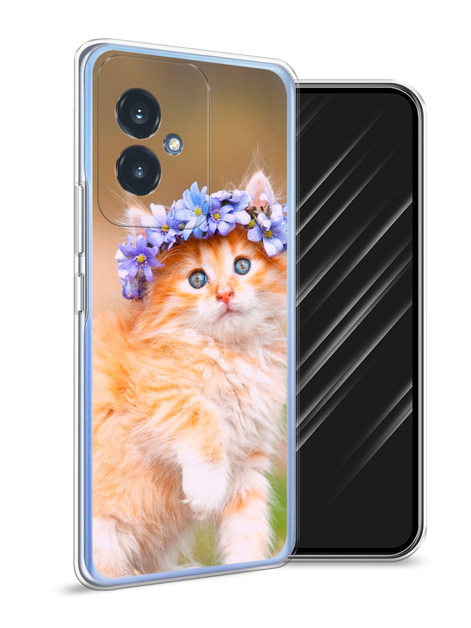 

Чехол Awog на Honor 100 "Рыжий кот в венке", Коричневый;синий, 6122750-1
