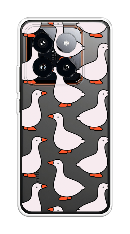 

Чехол на Xiaomi 14 Pro "Гуси", Прозрачный;белый;оранжевый, 320450-1