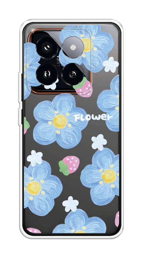 

Чехол на Xiaomi 14 Pro "Цветы и клубники", Прозрачный;голубой;белый, 320450-1