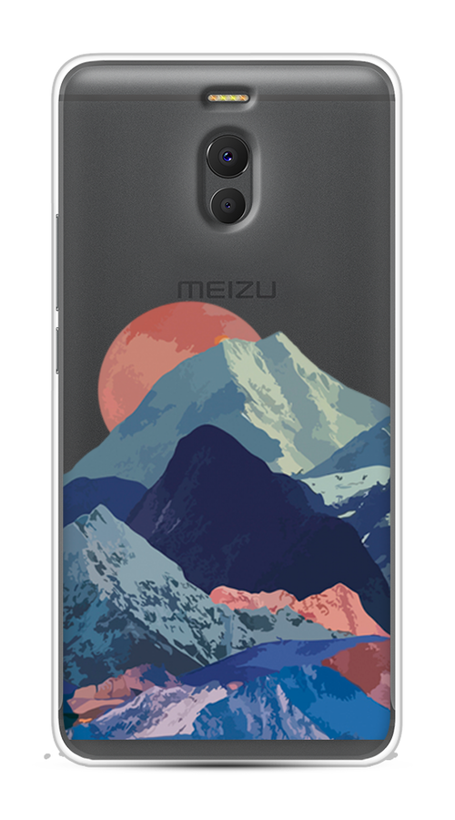 

Чехол на Meizu M6 Note "Закат в снежных горах", Бордовый;серый;голубой, 72150-2