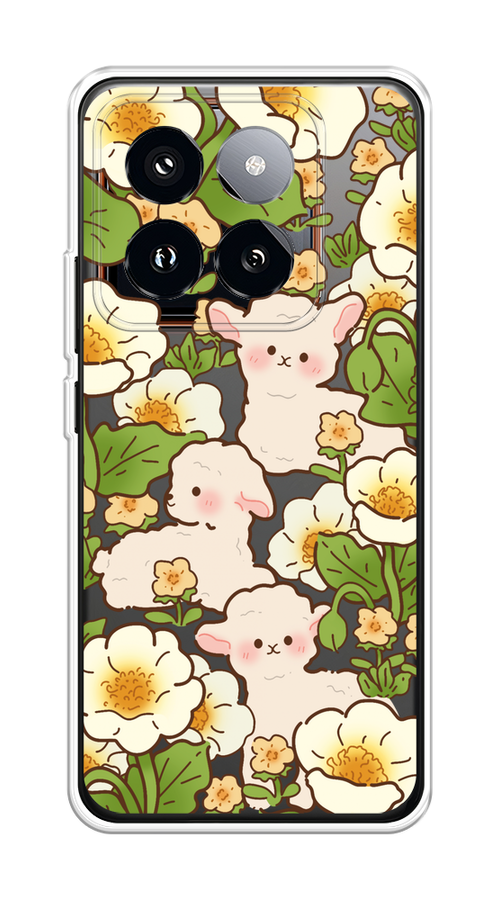 

Чехол на Xiaomi 14 Pro "Овечки в цветах", Зеленый;бежевый, 320450-1