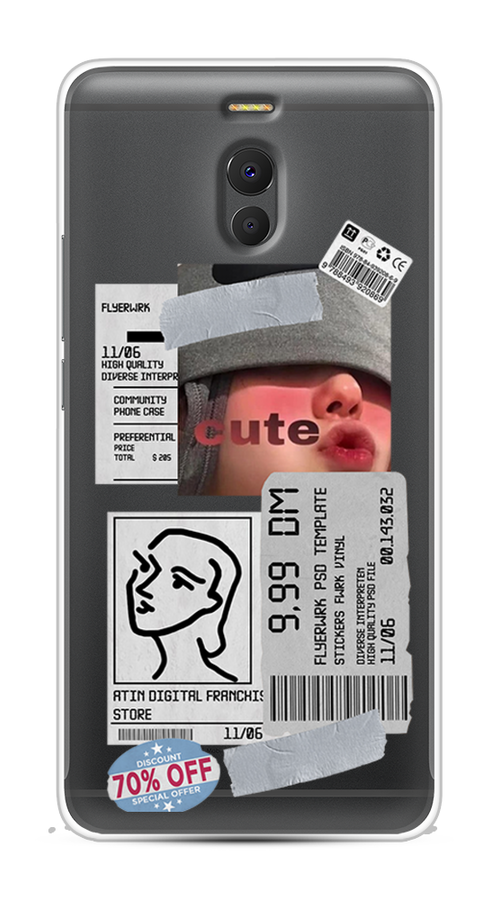 

Чехол на Meizu M6 Note "Cute girl collage", Розовый;серый;голубой, 72150-6