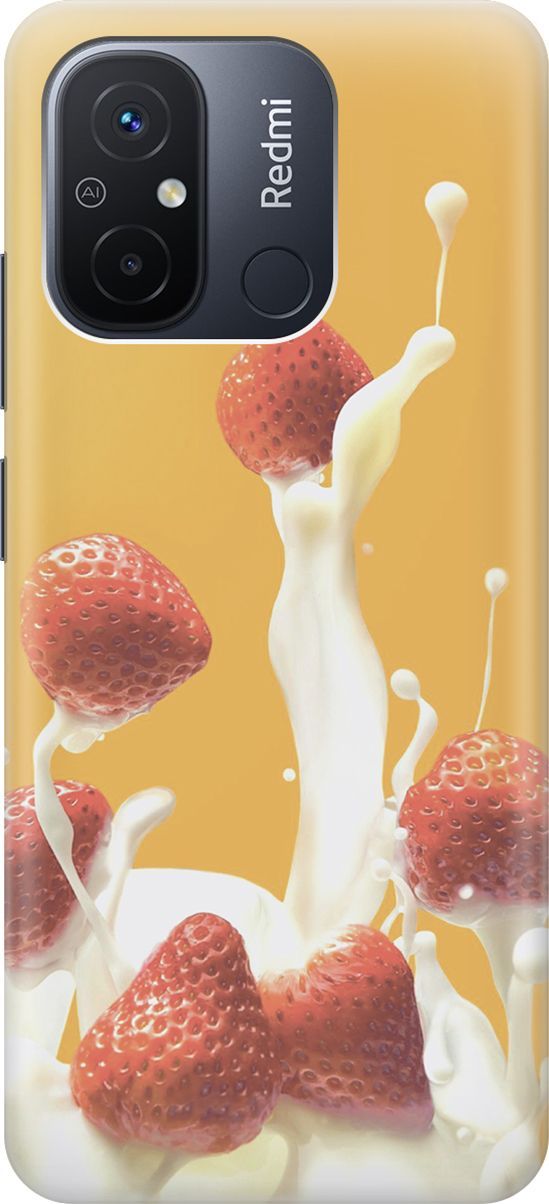 

Силиконовый чехол на Xiaomi Redmi 12C с принтом "Клубника и сливки", Белый;желтый, 158931