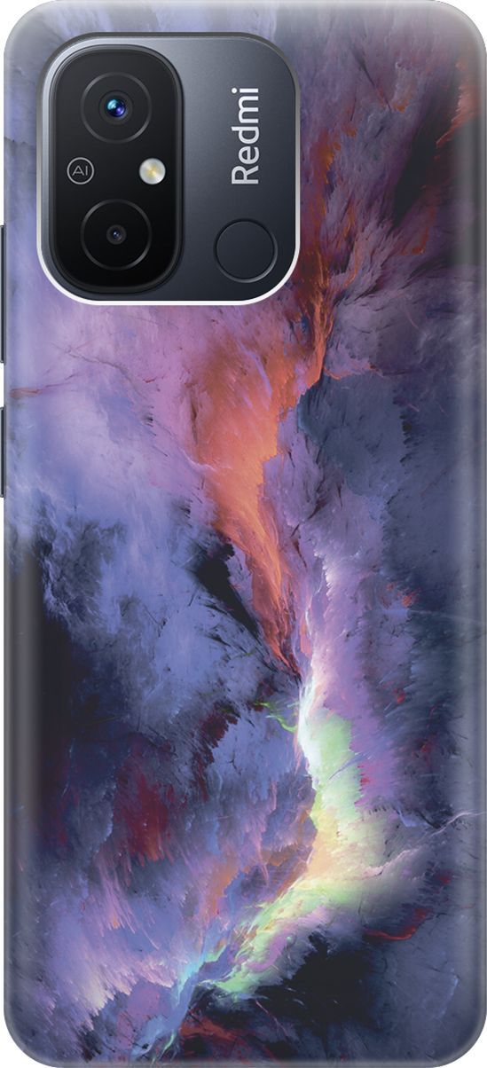 

Силиконовый чехол на Xiaomi Redmi 12C с принтом "Гром и молния", Фиолетовый;черный, 158930