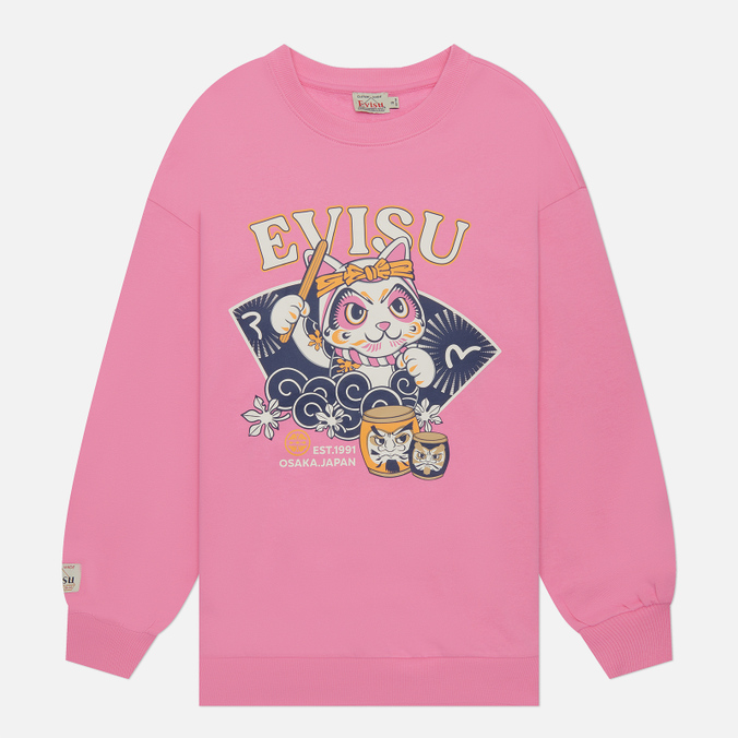 Женская толстовка Evisu Cat Drumming Printed розовый, Размер L