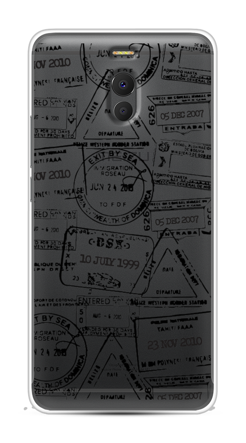 

Чехол на Meizu M6 Note "Visa stamps 2", Белый;черный;серый, 72150-2