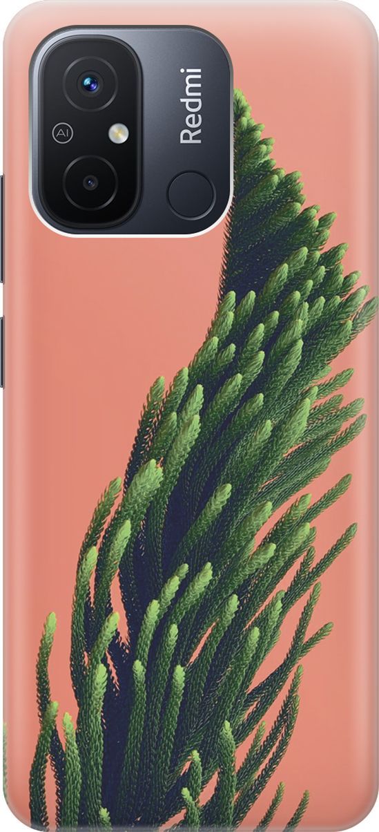 

Силиконовый чехол на Xiaomi Redmi 12C с принтом "Хвоя на розовом", Зеленый;розовый, 158930