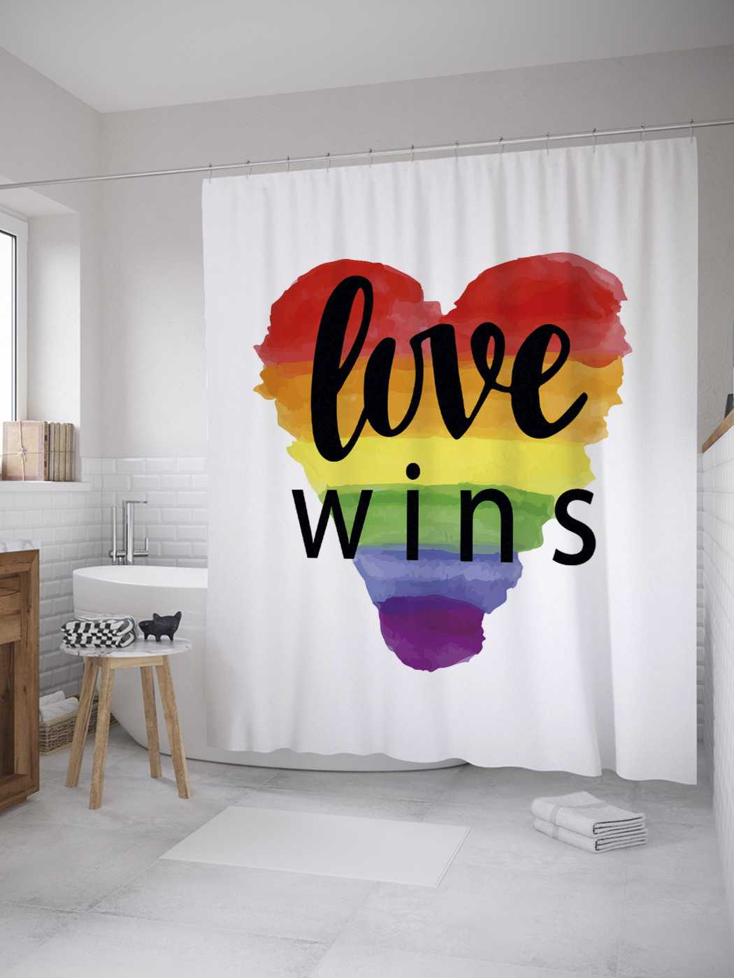 

Штора (занавеска) для ванной JoyArty "Борьба за любовь" из сатена, 180х200 см с крючками, Борьба за любовь