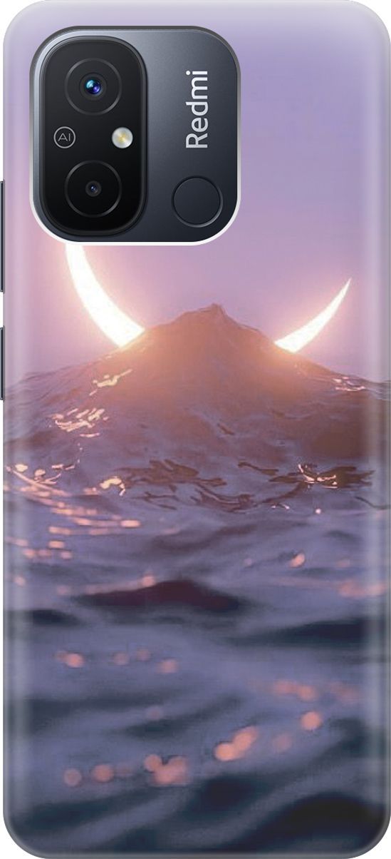 

Силиконовый чехол на Xiaomi Redmi 12C с принтом "Месяц и море", Желтый;розовый, 158930