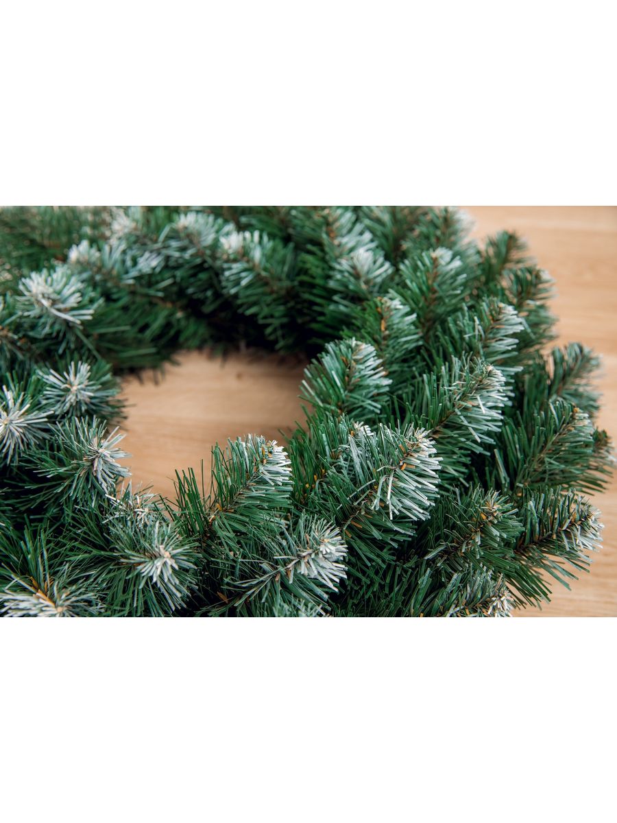 

Венок хвойный Люкс ElkaDe с белыми кончиками 60 см, Венок ПВХ