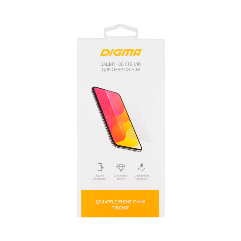 Защитное стекло для экрана Digma DGG1AP13MA для Apple iPhone 13 mini прозрачная, 1 шт