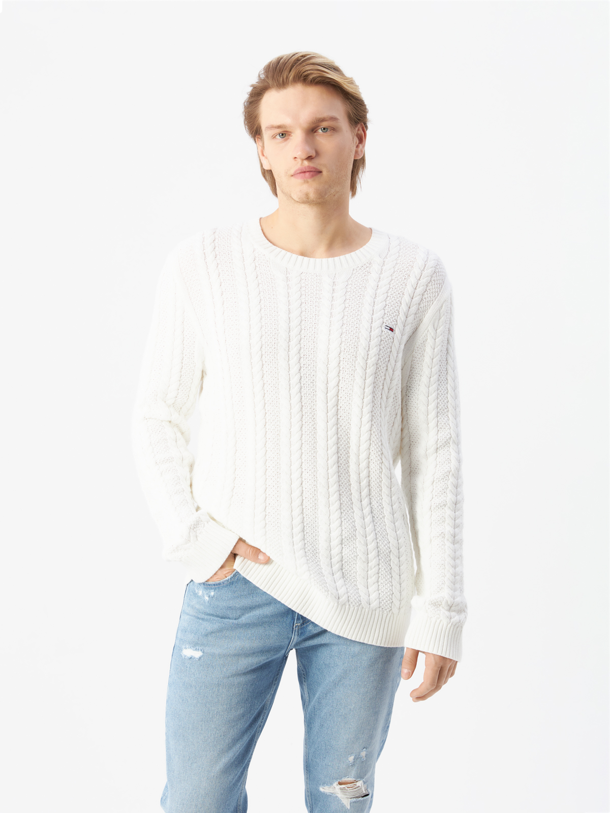 Джемпер мужской Tommy Jeans DM0DM15059YBL белый размер M 6270₽