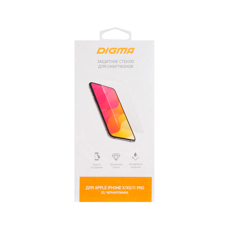 

Защитное стекло для экрана Digma для Apple iPhone X/XS/11 Pro 3D черный [dgg3ap11pa]