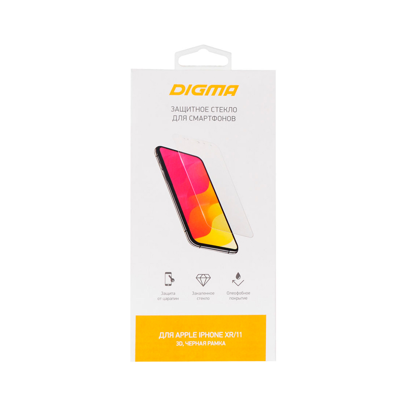 Защитное стекло для экрана Digma для Apple iPhone XR/11 3D, 1 шт [dgg3ap11xa]