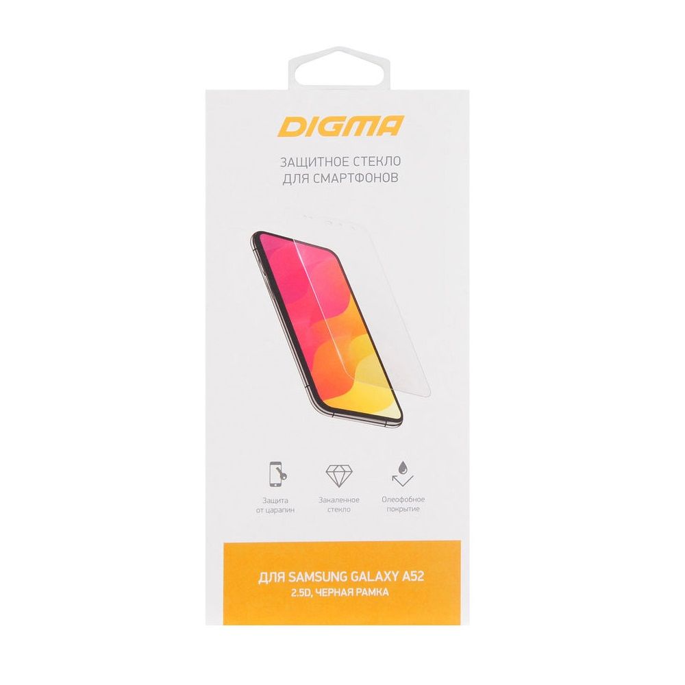 Защитное стекло для экрана Digma для Samsung Galaxy A52 2.5D, 1 шт, черный [dgg2saa52a]