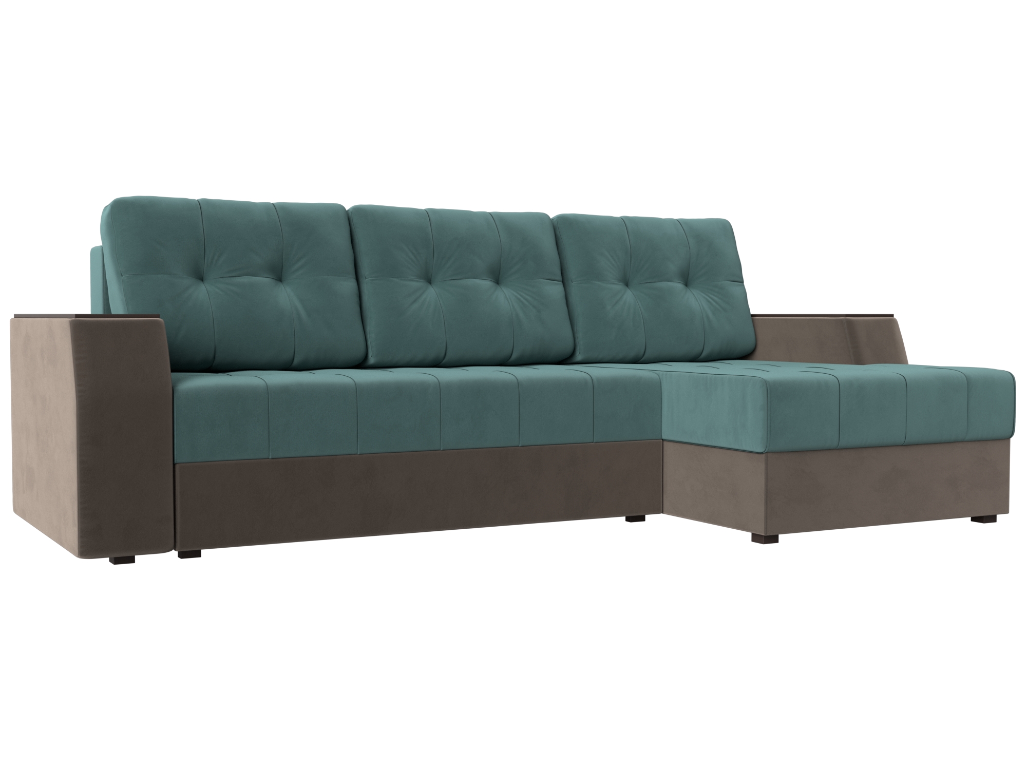 

Угловой диван Эмир БС правый велюр бирюзовый/коричневый, Угловой диван Эмир БС правый угол