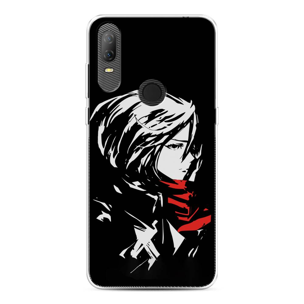 

Чехол на Alcatel 1V (2020) 5007U "Микаса минимализм", Черный;серый;красный, 170950-4
