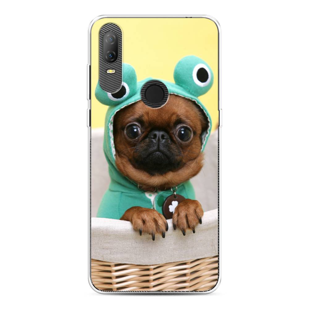 

Чехол на Alcatel 1V (2020) 5007U "Собачка в шапке лягушки", Коричневый;желтый;голубой, 170950-1