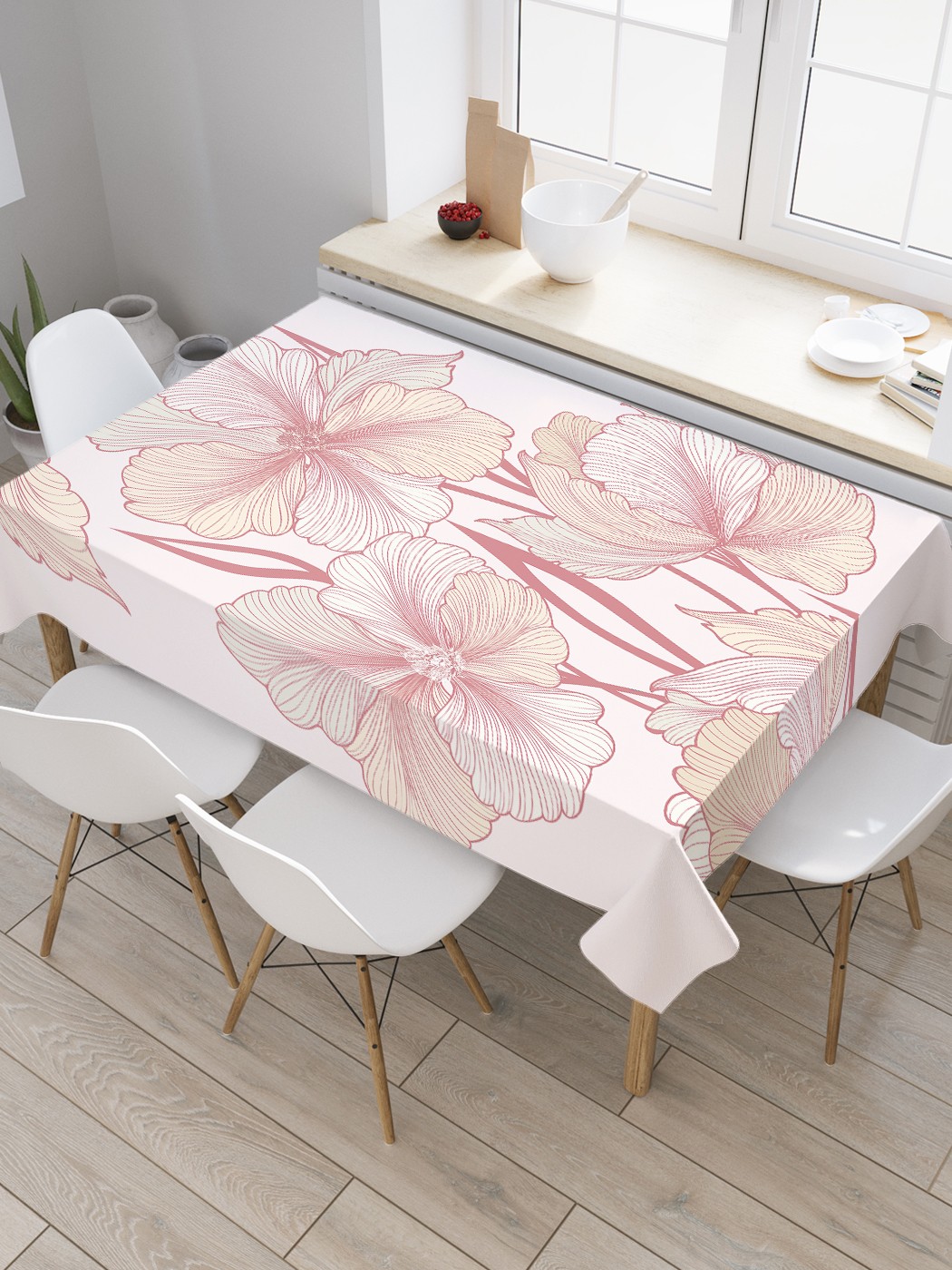 

Скатерть прямоугольная JoyArty "Элегантный цветочный вектор" из сатена, 180x145 см, Розовый, Элегантный цветочный вектор