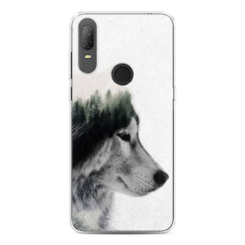 

Чехол на Alcatel 1V (2020) 5007U "Волк лес", Серый;белый, 170950-1