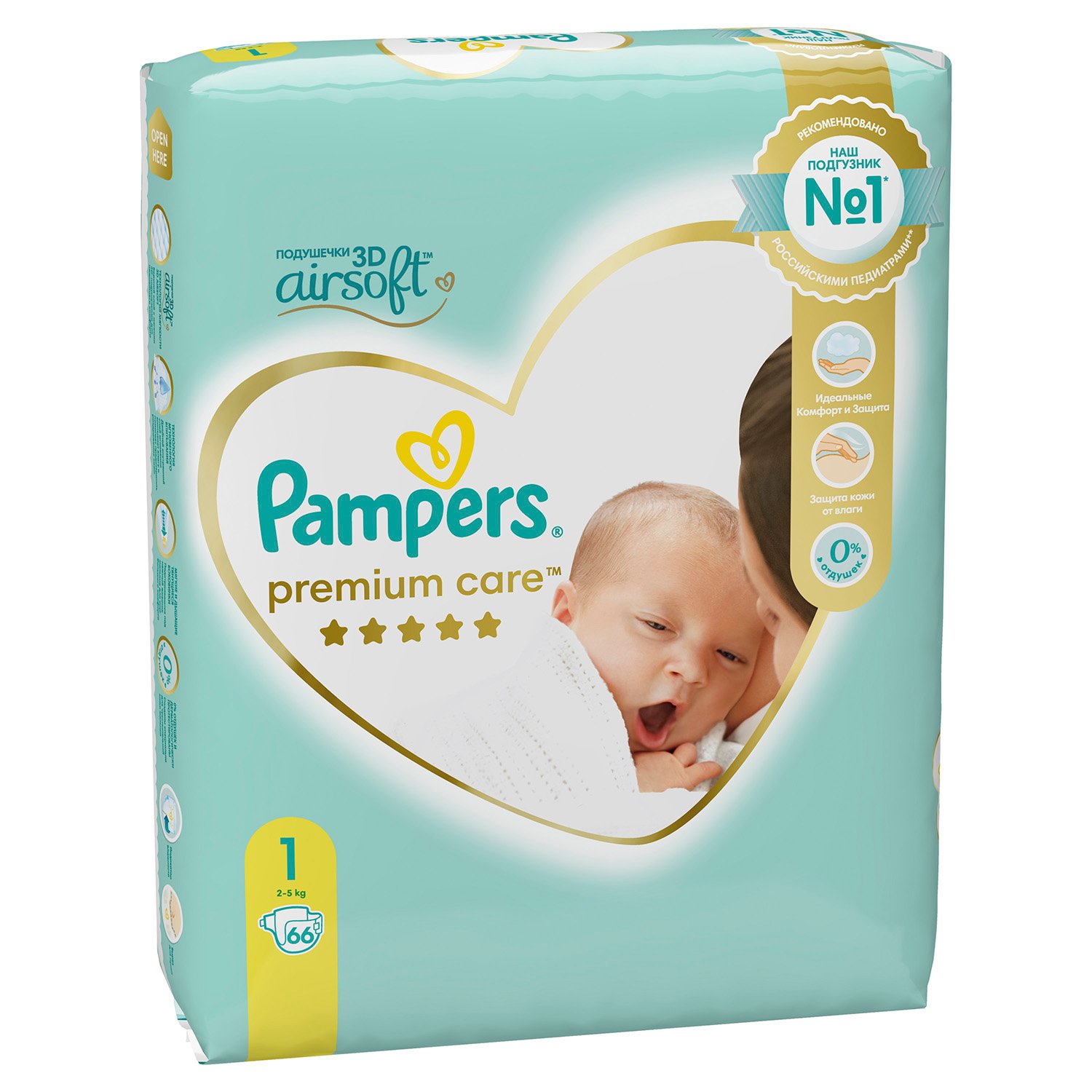 фото Подгузники pampers premium care 1 (2-5 кг) - 66 шт