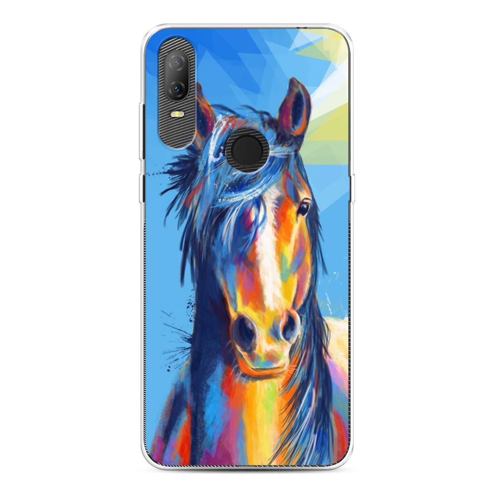

Чехол на Alcatel 1V (2020) 5007U "Лошадь арт 3", Голубой;желтый;синий, 170950-1