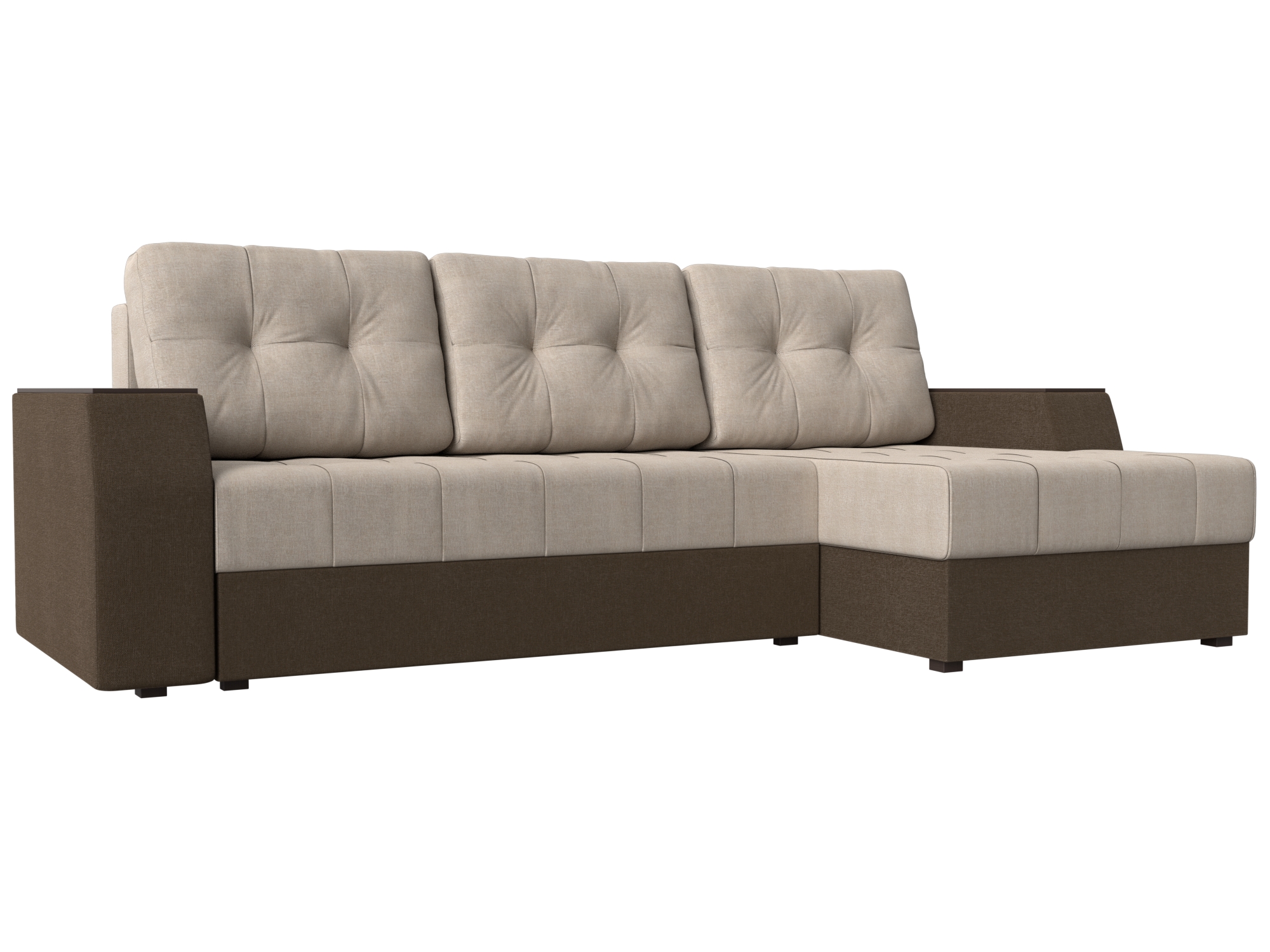 

Угловой диван Эмир БС правый рогожка бежевый/коричневый, Угловой диван Эмир БС правый угол