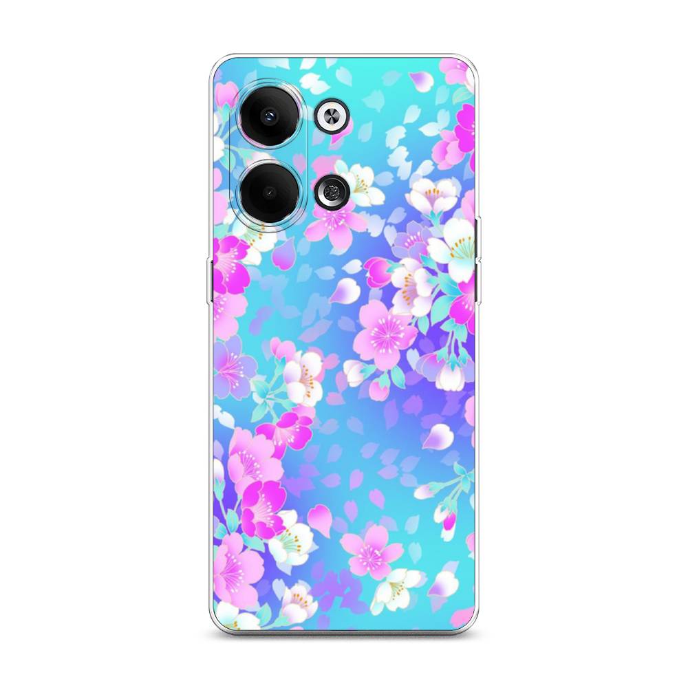 

Чехол Awog на Oppo Reno 9 "Яблоневые цветы", Голубой;розовый;белый, 2512750-8
