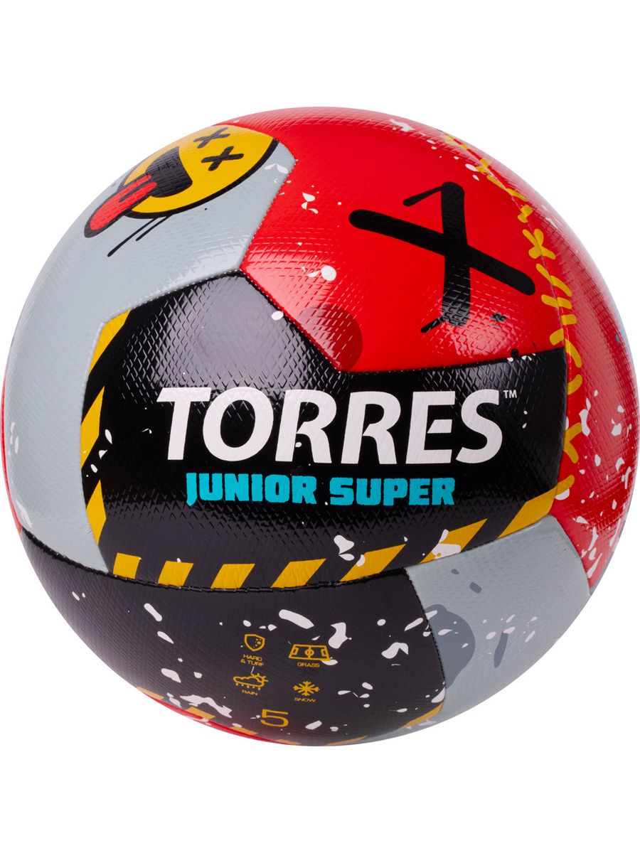 Мяч футбольный TORRES Junior-5 Super р.5 крас-чёрн-серый