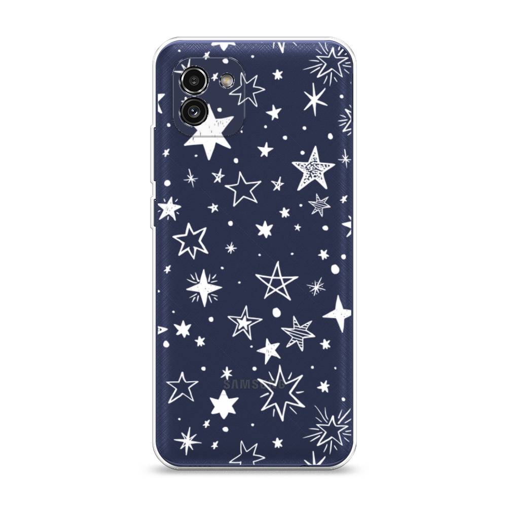 

Чехол Awog на Samsung Galaxy A03 / Самсунг A03 "Звездочки графика белая", Прозрачный;белый, 2104950-7