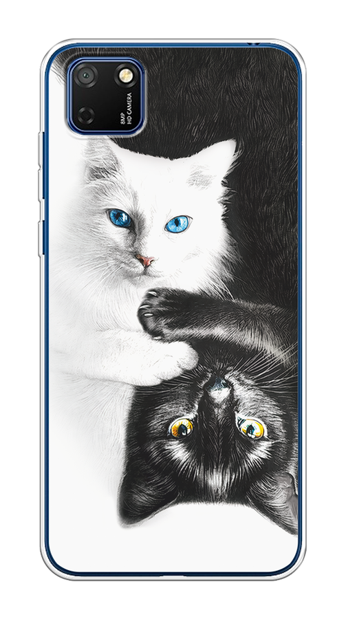 

Чехол на Honor 9S, Huawei Y5p "Коты Инь-Янь", Черный;белый;голубой, 6102650-1