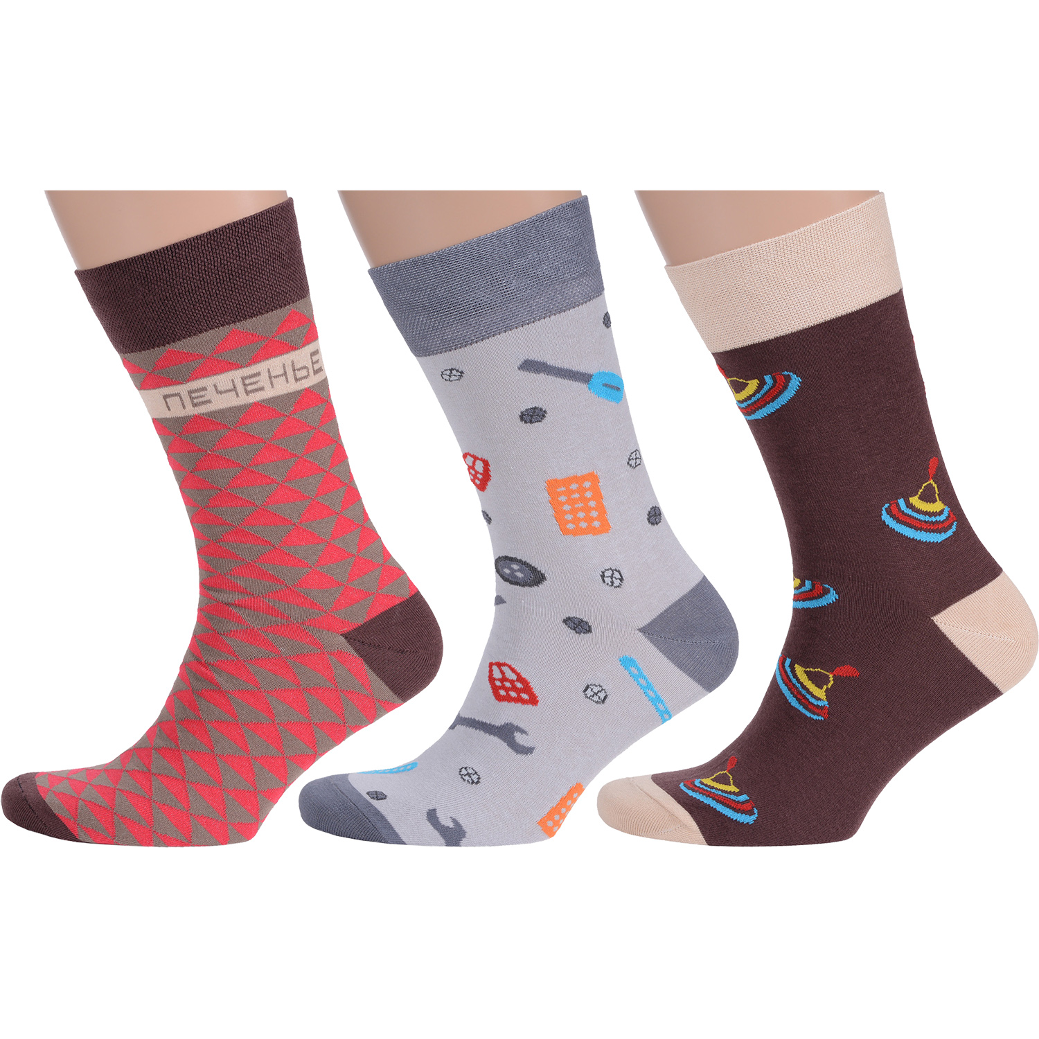 

Комплект носков мужских MoscowSocksClub msk3-М21 коричневых; серых; бежевых; красных 25, msk3-М21