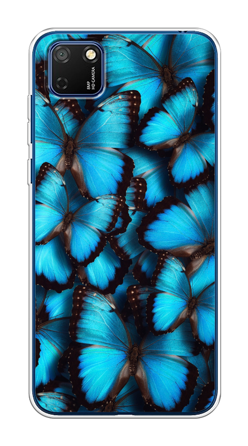 

Чехол на Honor 9S, Huawei Y5p "Тропическая бабочка 2", Голубой;черный, 6102650-1