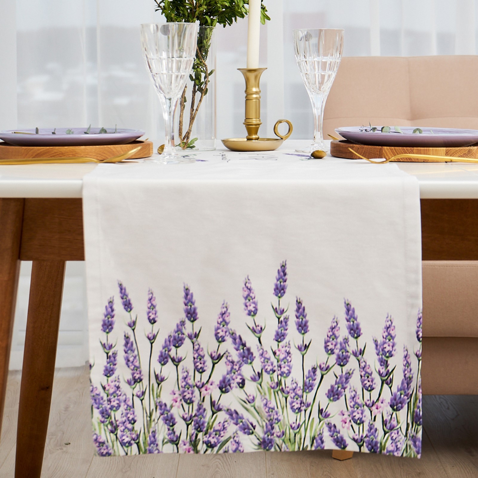 

Дорожка на стол "Этель" Lavender 40х146 см, 100% хл, саржа 190 г/м2, Белый
