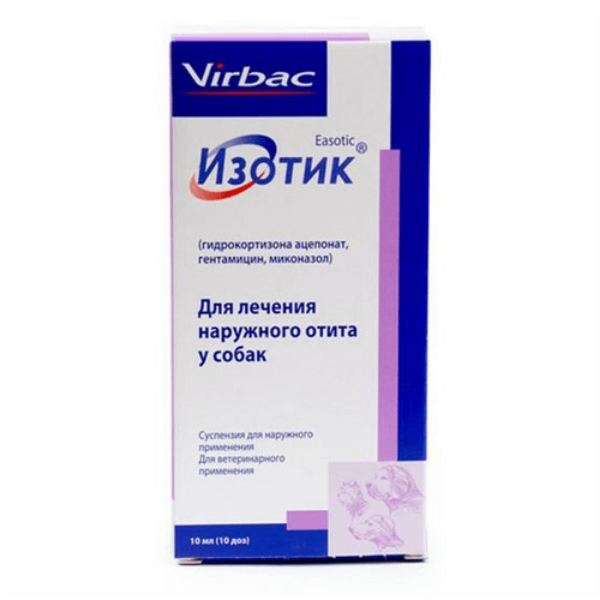

Капли ушные для животных Virbac Изотик, 10 мл