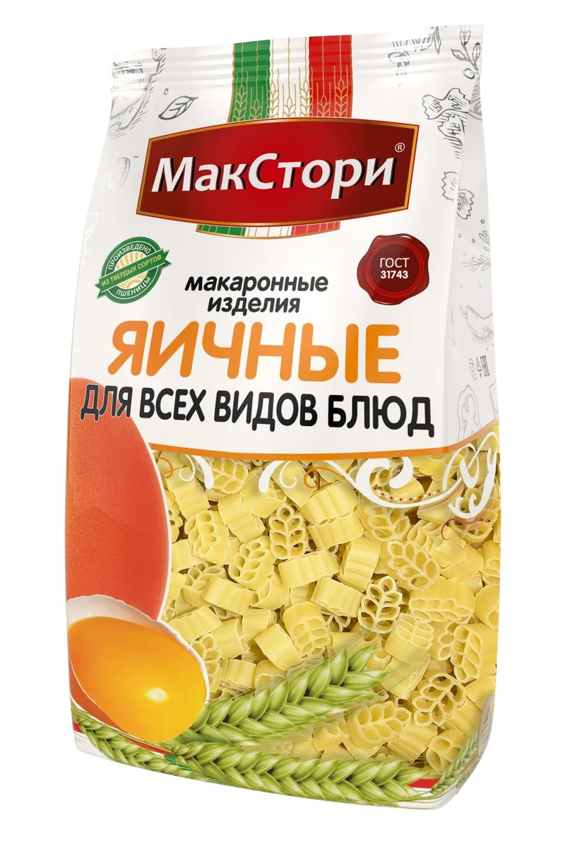 

Макаронные Изделия Яичные (колосок) МакСтори, 350 г, 6 шт., ЯичныеКолосок