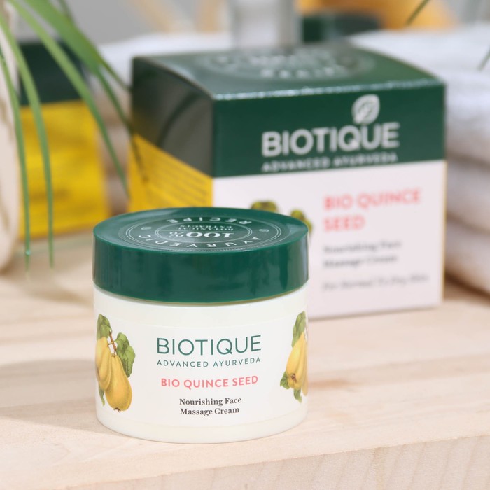 фото Массажный крем для лица "biotique", с маслом из косточек айвы, 50 г