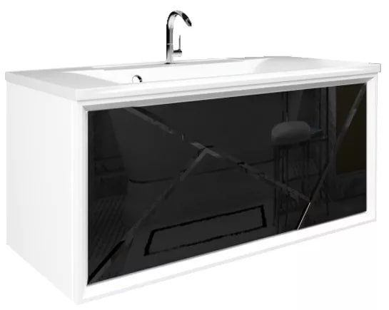 

Тумба с раковиной Marka One Glass Seattle 90П Mosaic Classic Black
