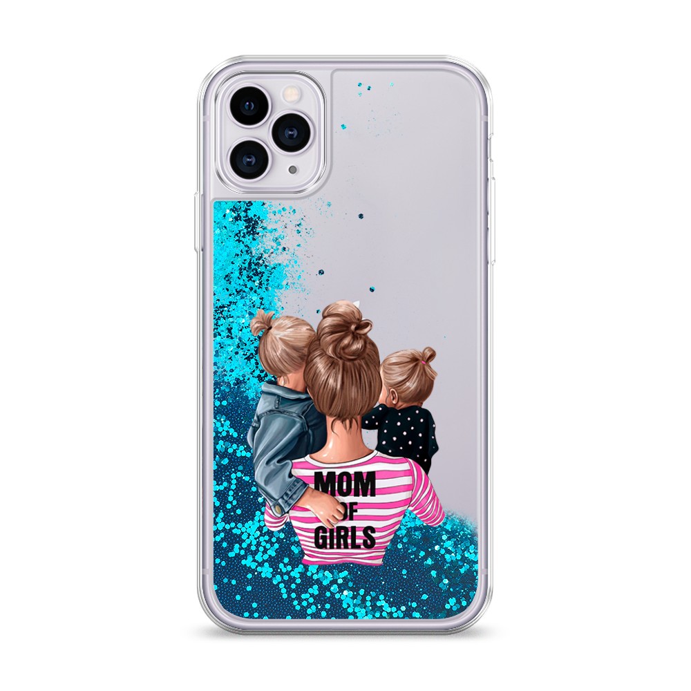 фото Жидкий чехол с блестками "mom of girls" на apple iphone 11 pro max awog