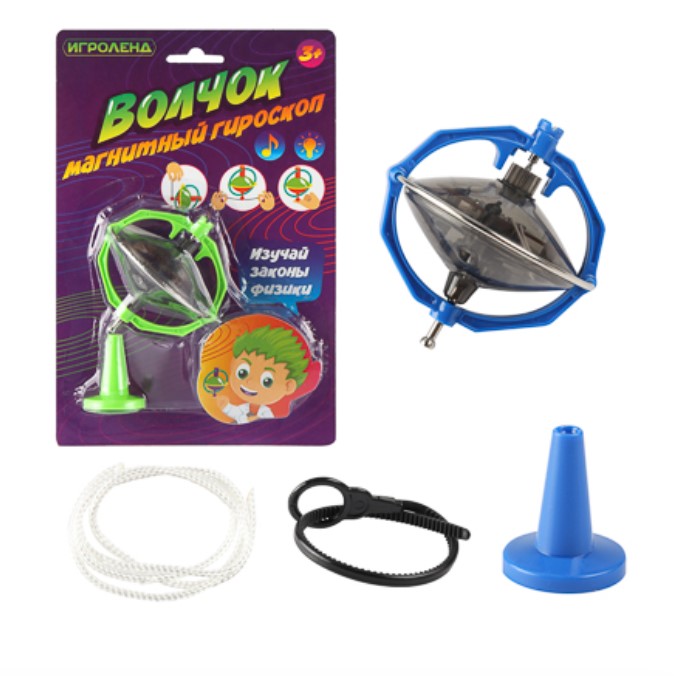 

Волчок ИГРОЛЕНД "Магнитный гироскоп" 3 дизайна, железо, сталь, 3хAG3, свет, звук, 4 пр., 3 дизайна