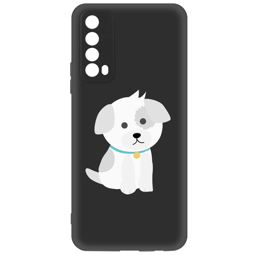 фото Чехол-накладка krutoff soft case белый щенок для huawei p smart 2021 черный