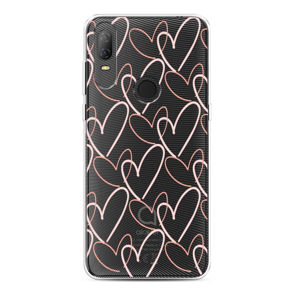 

Чехол на Alcatel 1V (2020) 5007U "Узор из сердечек", Розовый;бежевый, 170950-6