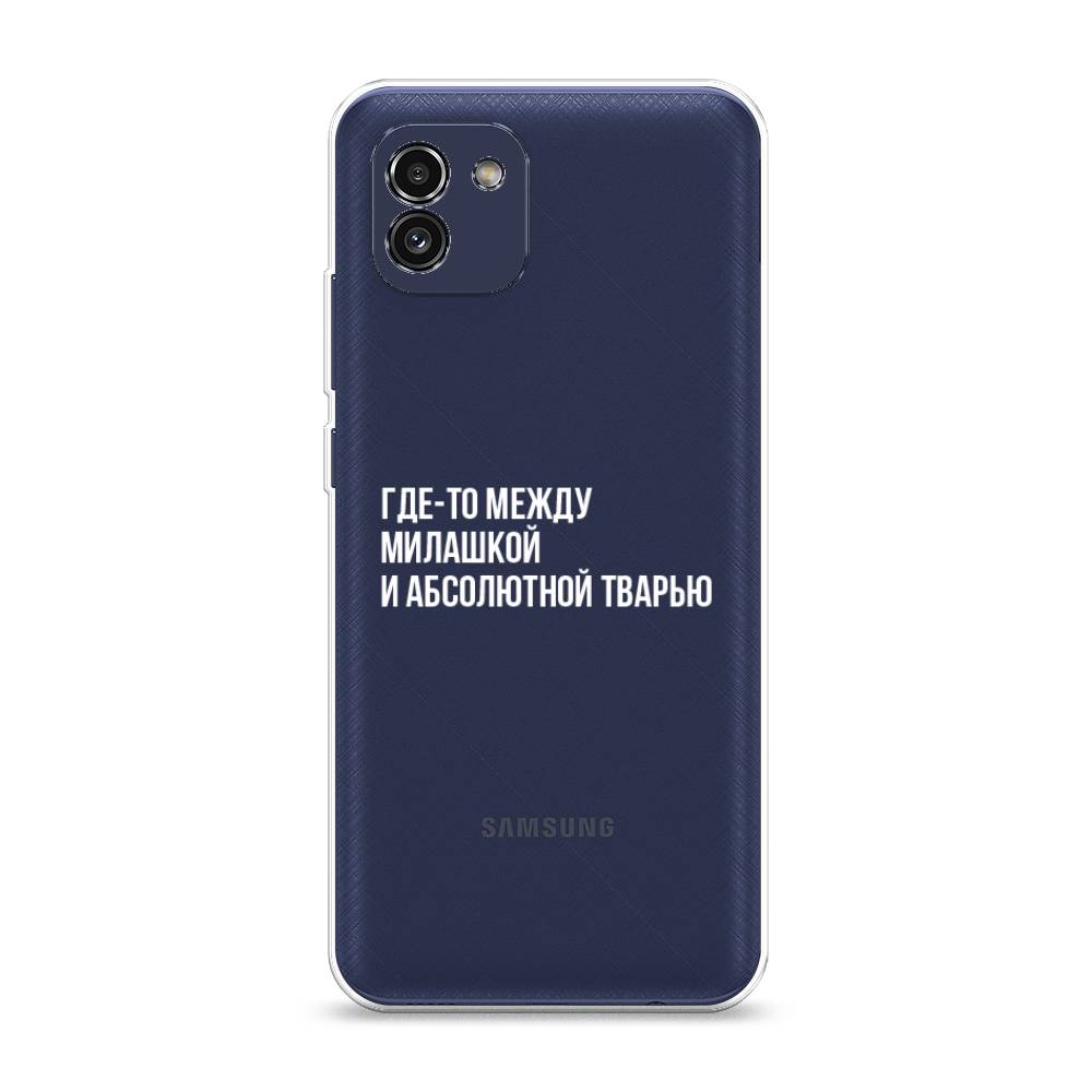 

Чехол Awog на Samsung Galaxy A03 / Самсунг A03 "Почти милашка", Серебристый, 2104950-6