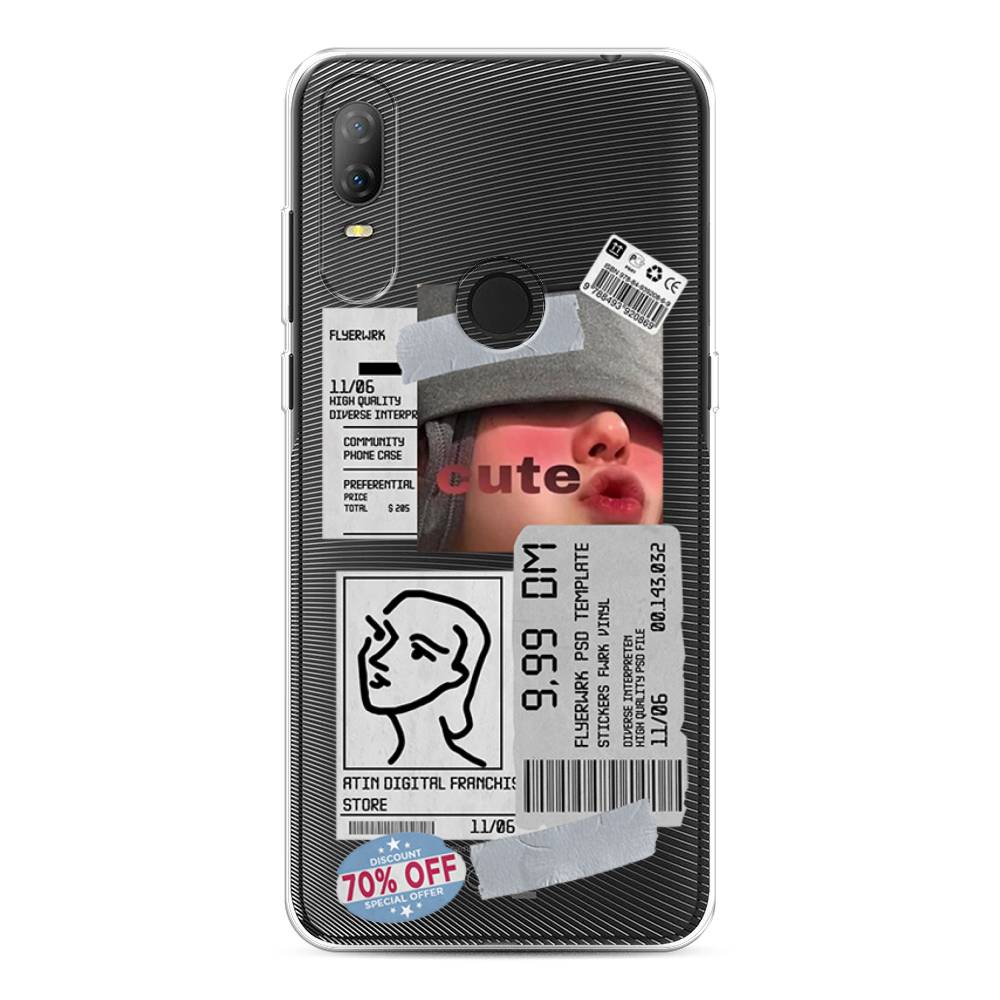 

Чехол на Alcatel 1V (2020) 5007U "Cute girl collage", Розовый;серый;голубой, 170950-6