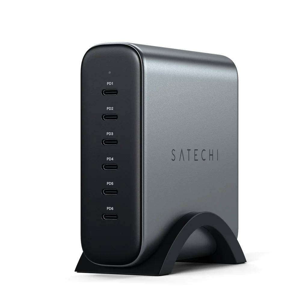 Зарядное устройство Satechi 200W USB-C 6-Port PD GaN Charger EU, серый космос