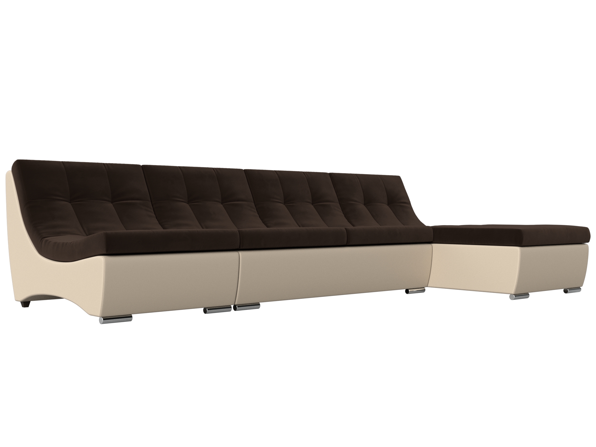 

Угловой модульный диван Монреаль микровельвет/экокожа коричневый/бежевый, Угловой модульный диван Монреаль