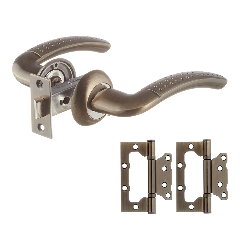 Комплект фурнитуры для двери Corsa Deco с защелкой и петлями (античная бронза) (669860)