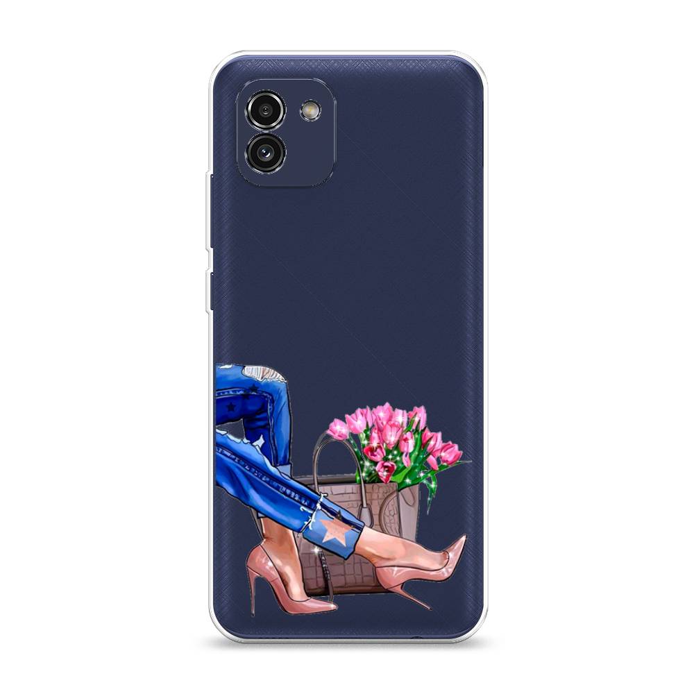 

Чехол Awog на Samsung Galaxy A03 / Самсунг A03 "Каблучки", Голубой;коричневый;розовый, 2104950-7