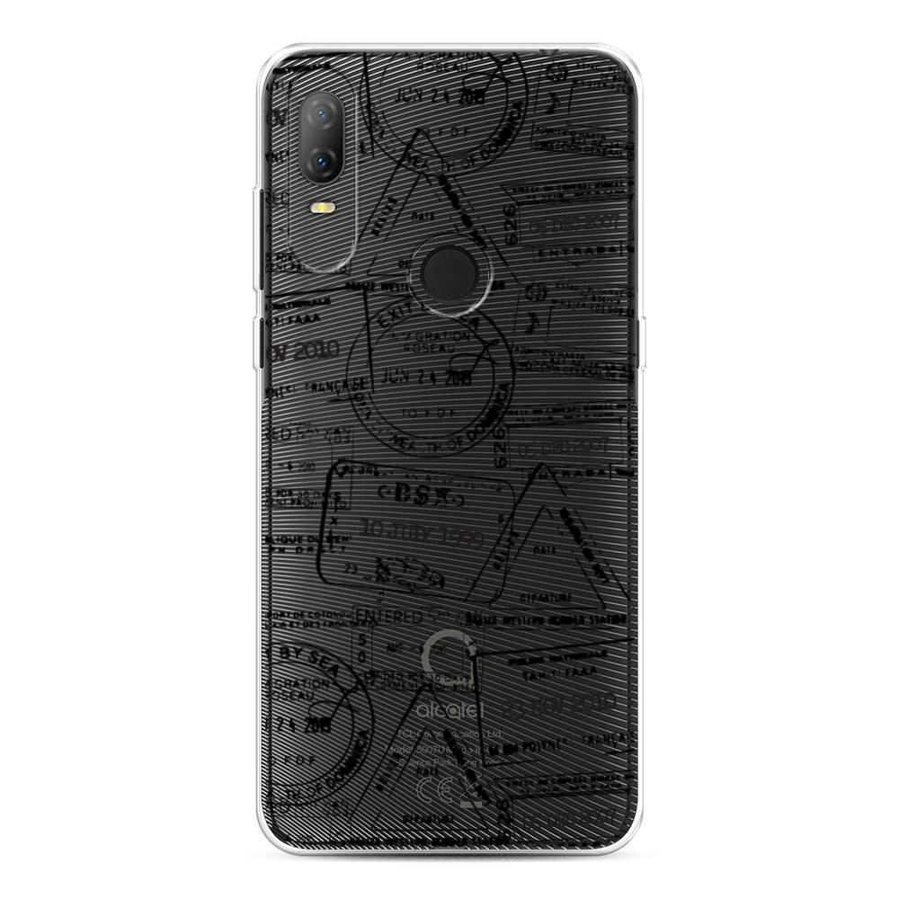 

Чехол на Alcatel 1V (2020) 5007U "Visa stamps 2", Белый;черный;серый, 170950-2
